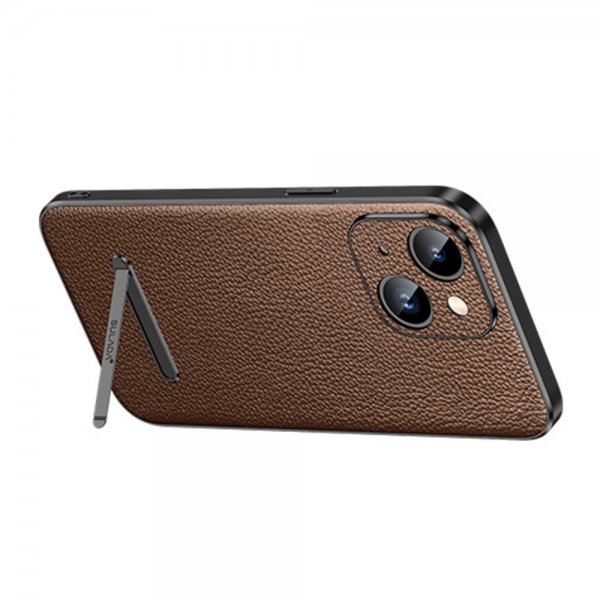 iPhone 14 Plus Deksel med Stativ Brun