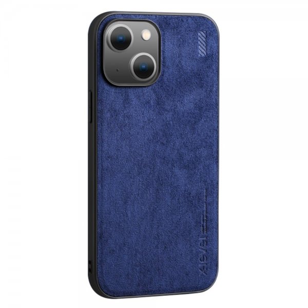 iPhone 14 Plus Deksel Semsket skinn tekstur Blå