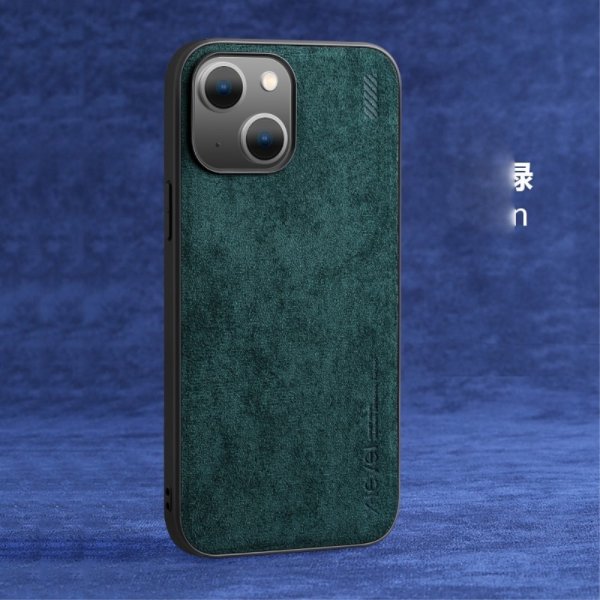 iPhone 14 Plus Deksel Semsket skinn tekstur Grønn