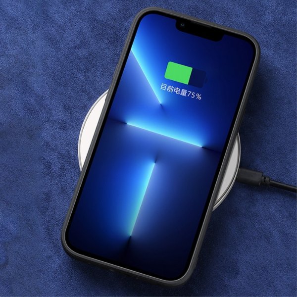 iPhone 14 Plus Deksel Semsket skinn tekstur Svart