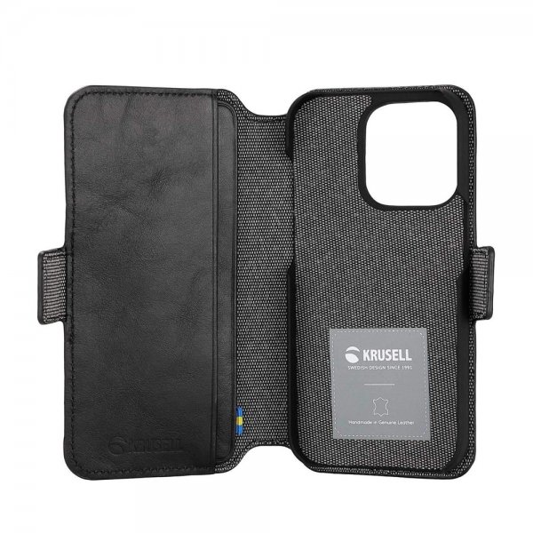 iPhone 14 Pro Etui Leather PhoneWallet Svart