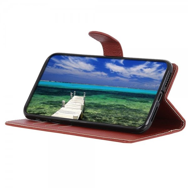 iPhone 14 Pro Etui Litchi Brun