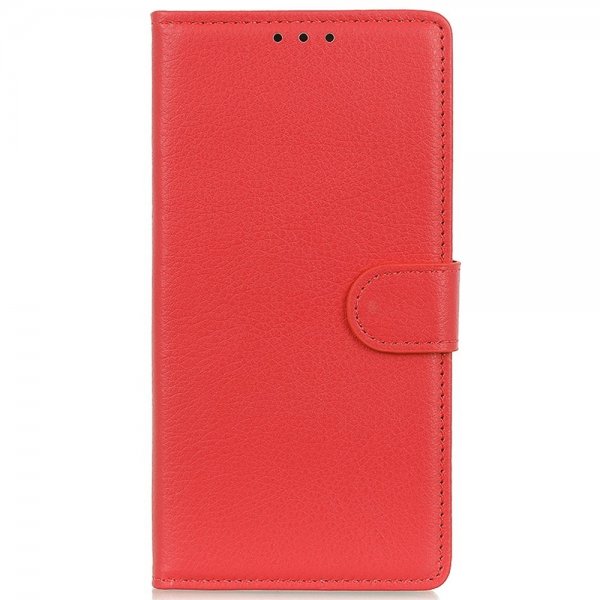 iPhone 14 Pro Etui Litchi Rød