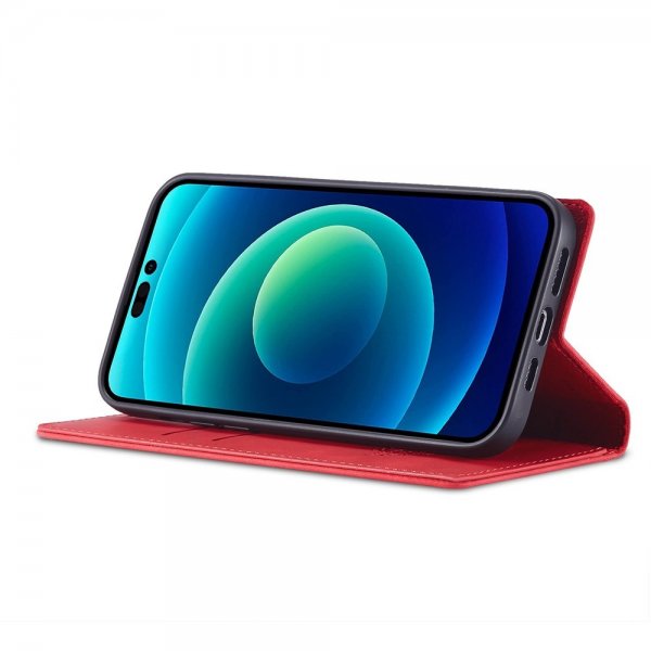 iPhone 14 Pro Etui med Kortlomme flipp Rød