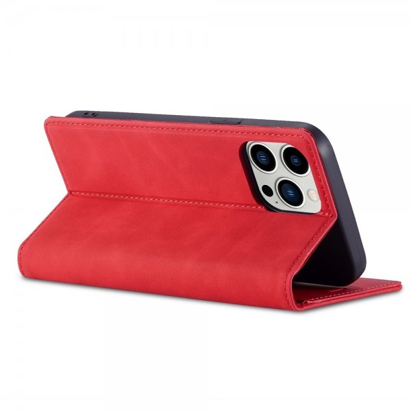 iPhone 14 Pro Etui med Kortlomme flipp Rød