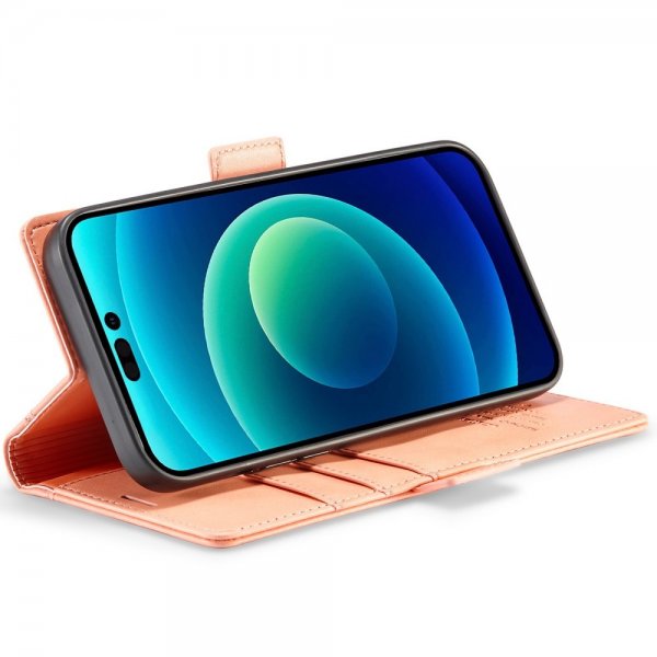 iPhone 14 Pro Etui med Kortlomme flipp Rosa