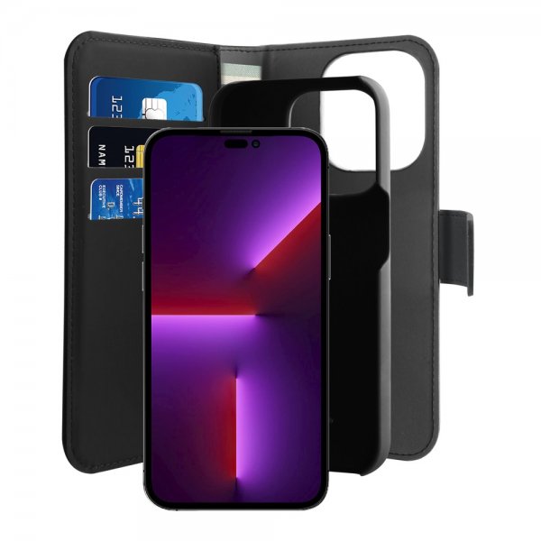 iPhone 14 Pro Etui Wallet Detachable 2 in 1 Svart
