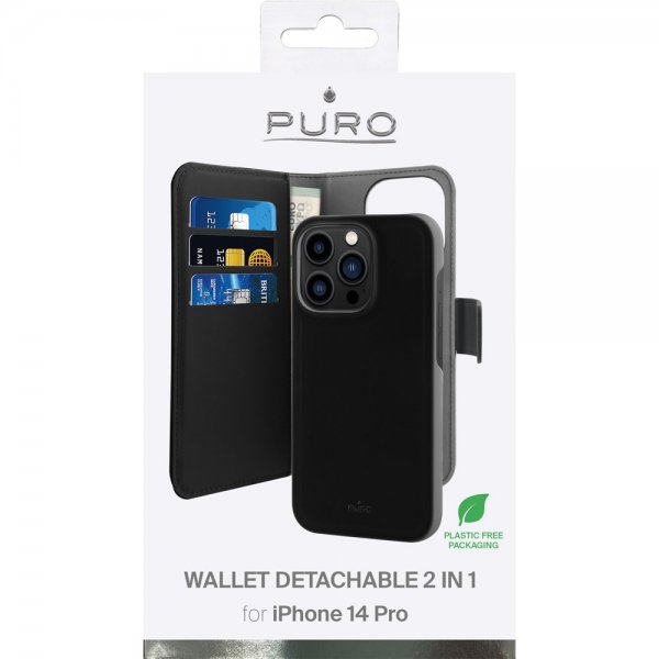 iPhone 14 Pro Etui Wallet Detachable 2 in 1 Svart