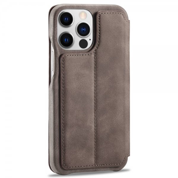 iPhone 14 Pro Max Etui Flip Mørkebrun