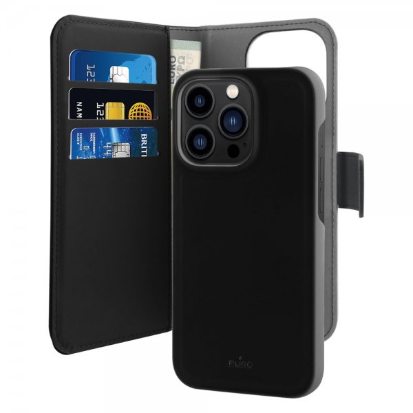 iPhone 14 Pro Max Etui Wallet Detachable 2 in 1 Svart
