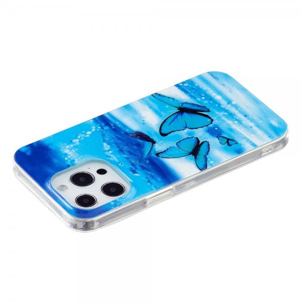 iPhone 14 Pro Max Deksel Motiv Blåa Sommerfugler