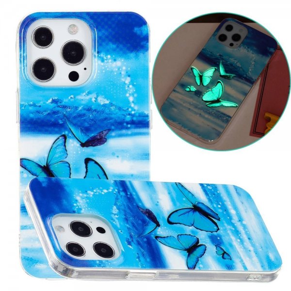 iPhone 14 Pro Max Deksel Motiv Blåa Sommerfugler