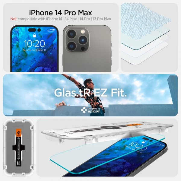iPhone 14 Pro Max Skjermbeskytter GLAS.tR EZ Fit 2-pakning