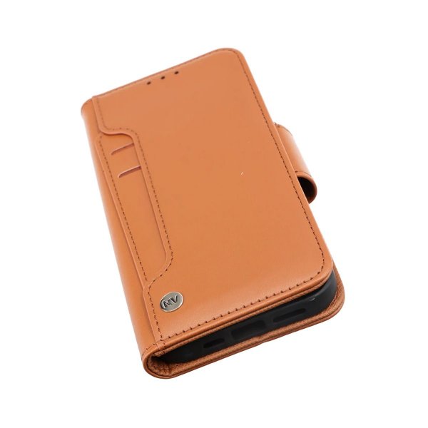 iPhone 14 Pro Etui Utbrettbar Kortlomme Brun