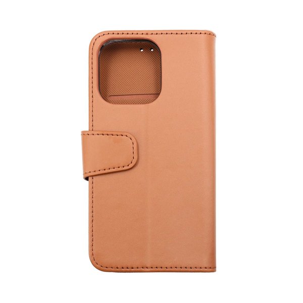iPhone 14 Pro Etui Utbrettbar Kortlomme Brun