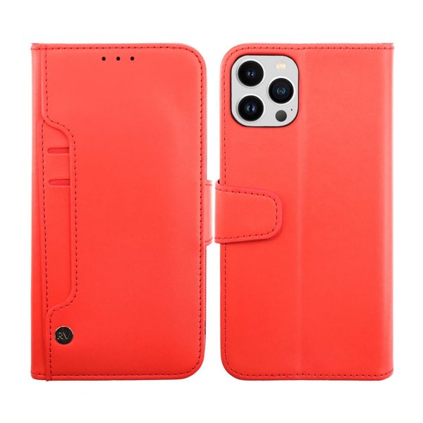 iPhone 14 Pro Etui Utbrettbar Kortlomme Rød
