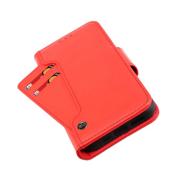 iPhone 14 Pro Etui Utbrettbar Kortlomme Rød