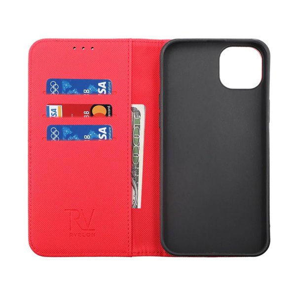 iPhone 14 Pro Etui Utbrettbar Kortlomme Rød