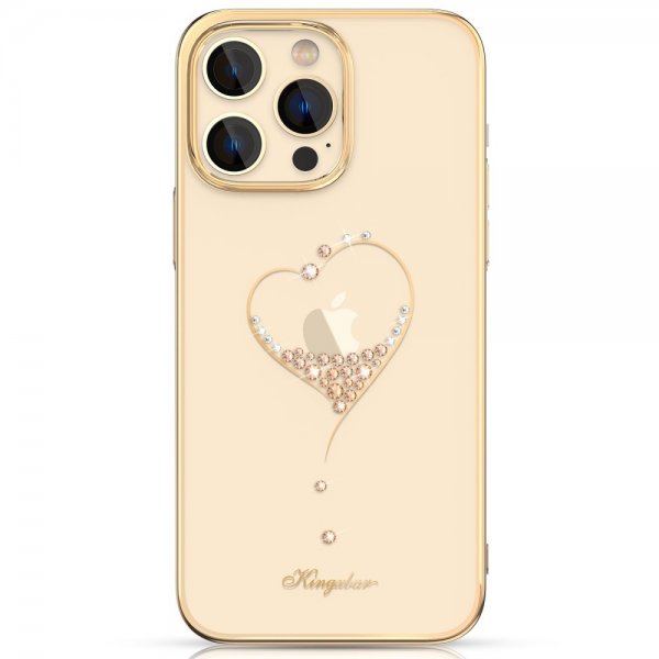 iPhone 14 Pro Deksel Hjertemønster Gull