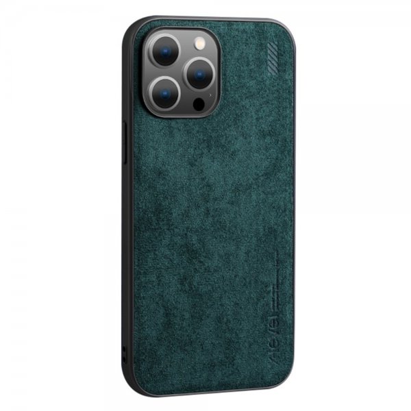 iPhone 14 Pro Deksel Semsket skinn tekstur Grønn
