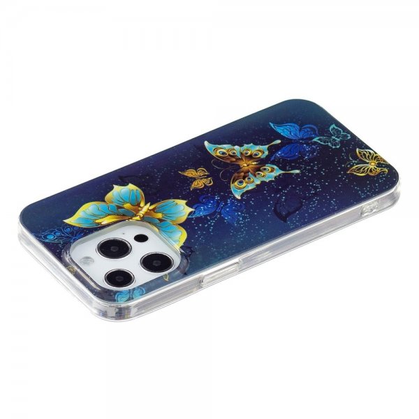 iPhone 14 Pro Deksel Motiv Guldiga Sommerfugler