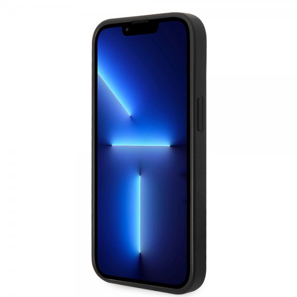 iPhone 14 Deksel Bottom Stripe Metal Logo Grå