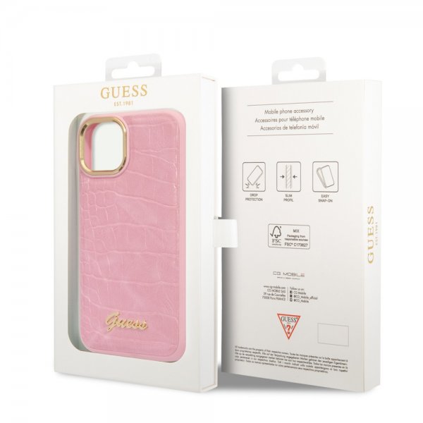 iPhone 14 Deksel Croco Rosa