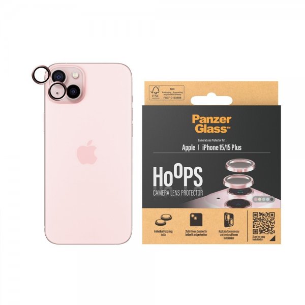 iPhone 15/iPhone 15 Plus Linsebeskyttelse Hoops Rosa
