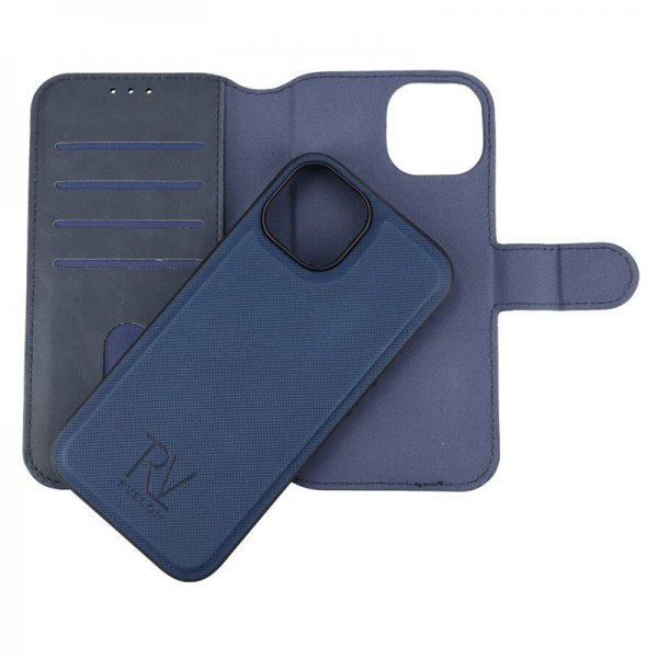 iPhone 15 Etui Detachable Wallet Case Blå