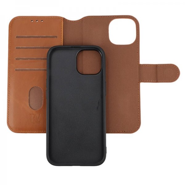 iPhone 15 Etui Detachable Wallet Case Brun