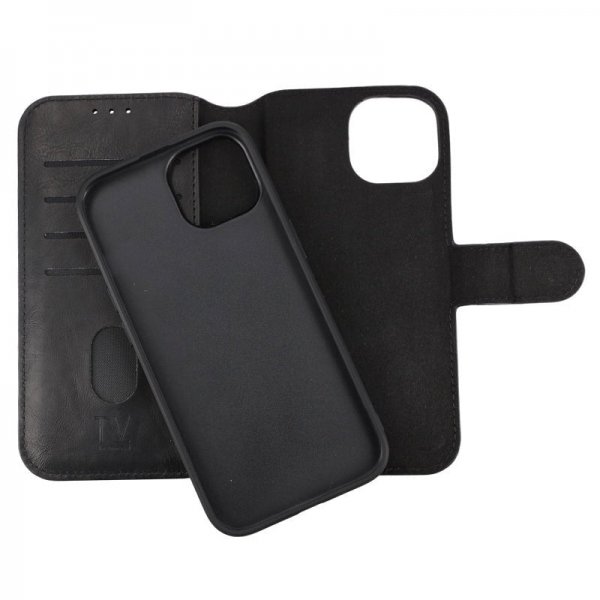 iPhone 15 Etui Detachable Wallet Case Svart