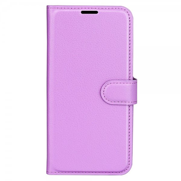 iPhone 15 Plus Etui Litchi Lilla