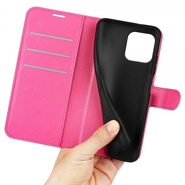 iPhone 15 Plus Etui Litchi Magenta