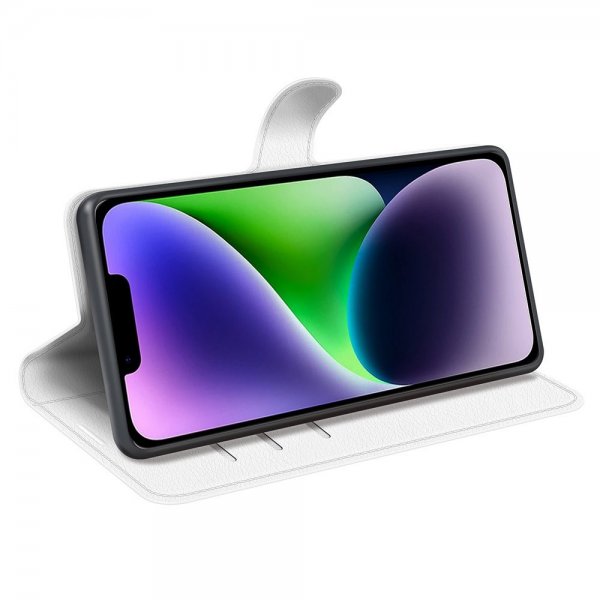 iPhone 15 Plus Etui Litchi Hvit