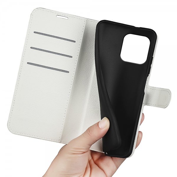 iPhone 15 Plus Etui Litchi Hvit