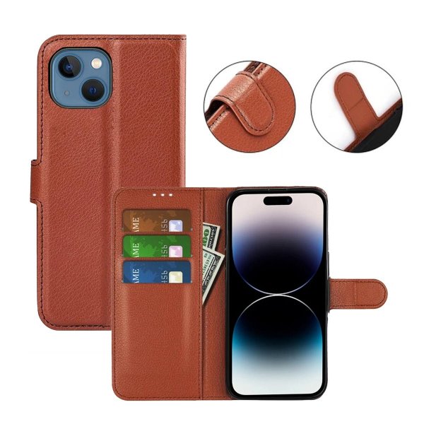 iPhone 15 Plus Etui med Stativ Brun