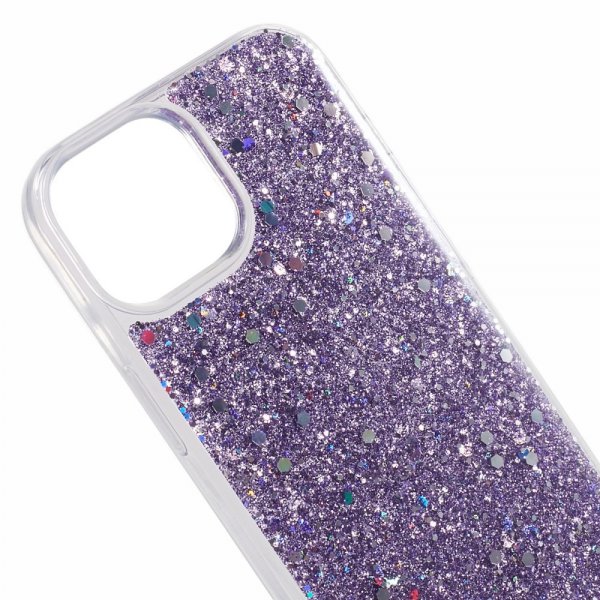 iPhone 15 Plus Deksel Glitterpaljetter Lilla