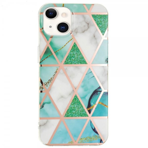 iPhone 15 Plus Deksel Marmormønster Grønn Hvit