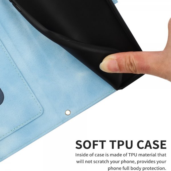 iPhone 15 Pro Etui Blomstermønster Lyseblå