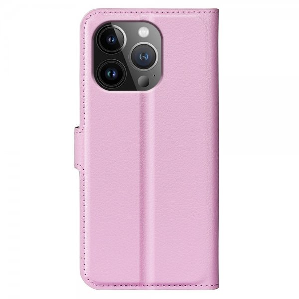 iPhone 15 Pro Etui Litchi Rosa