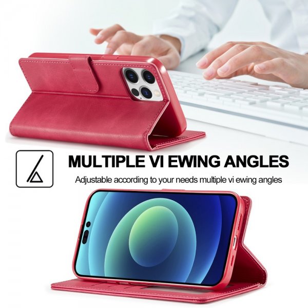 iPhone 15 Pro Etui med Kortlomme stativfunksjon Magenta