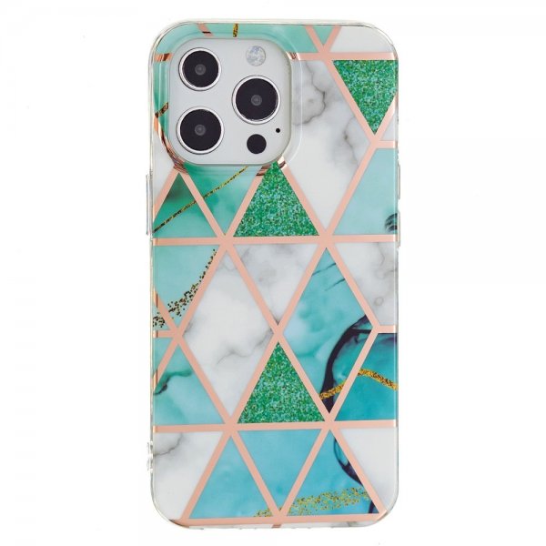 iPhone 15 Pro Max Deksel Marmormønster Grønn Hvit