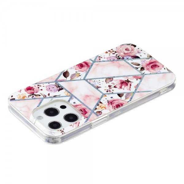 iPhone 15 Pro Max Deksel Marmormønster Rosor Rosa