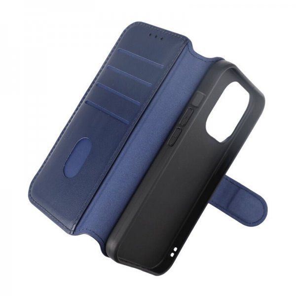 iPhone 15 Pro Etui Ekte Skinn Blå