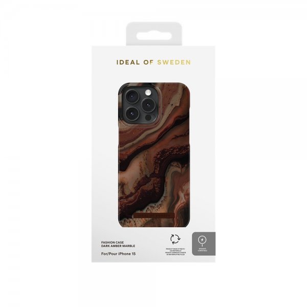 iPhone 15 Deksel Fashion Case MagSafe Dark Amber Marble