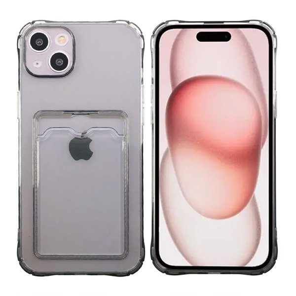 iPhone 15 Deksel Kortholder Støtsikker Svart