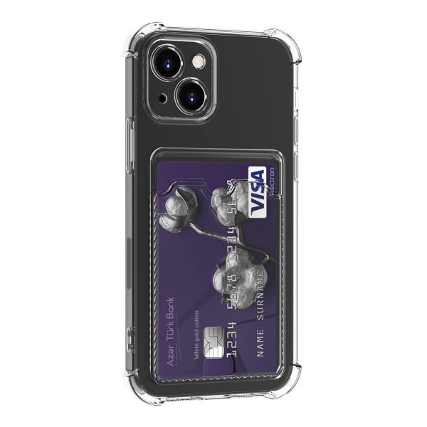 iPhone 15 Deksel Kortholder Støtsikker Transparent