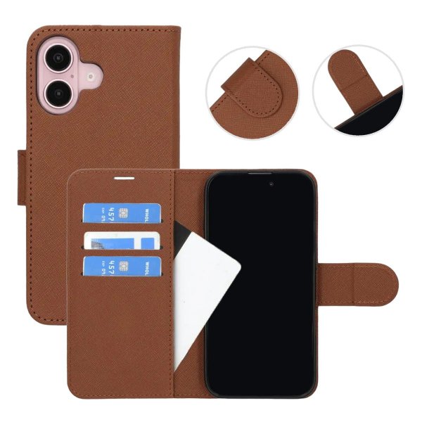 iPhone 16 Plus Etui med Stativ Brun