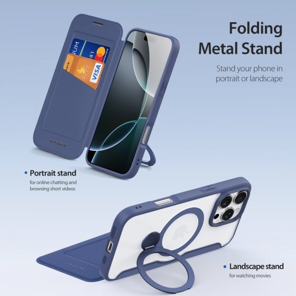 iPhone 16 Pro Etui Skin X Pro Series Kickstand MagSafe Blå