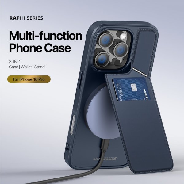 iPhone 16 Pro Max Deksel Rafi II Series MagSafe Blå